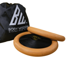 Body Wisdom Beech Wood Gymnastic Rings - complete set with bag